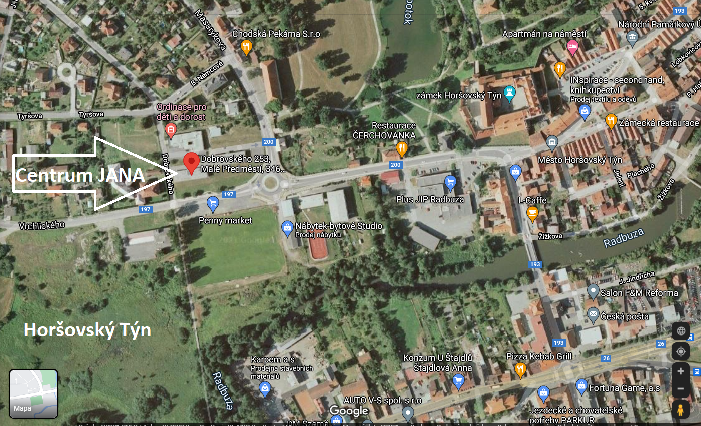 Mapa satelitní - nové sídlo CJ